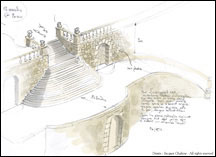 Un escalier 3d d'après dessin d'architecte